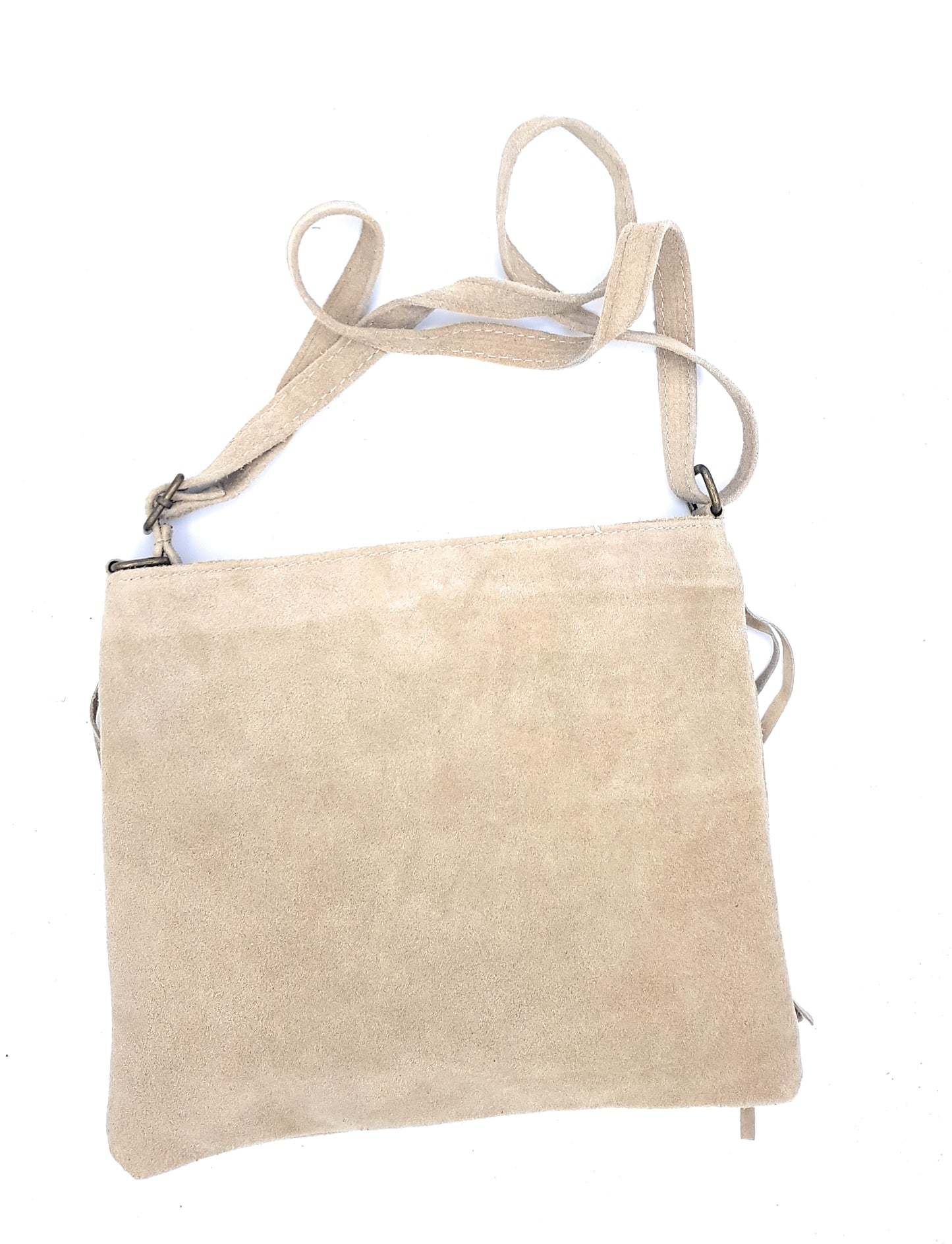 Chenoa Fringed Suede Leather Shoulder Bag ~ Beige