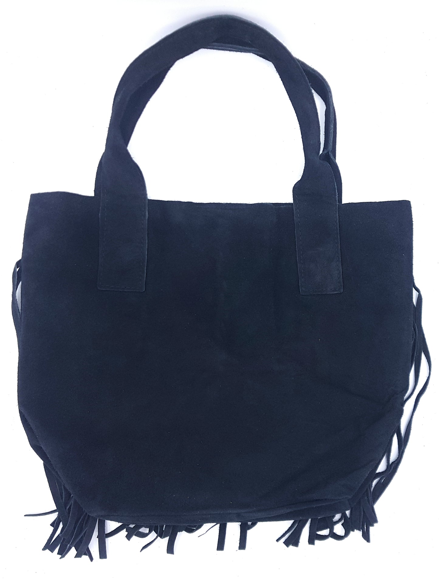 Naya Fringed Suede Leather Shopper Bag ~ Black