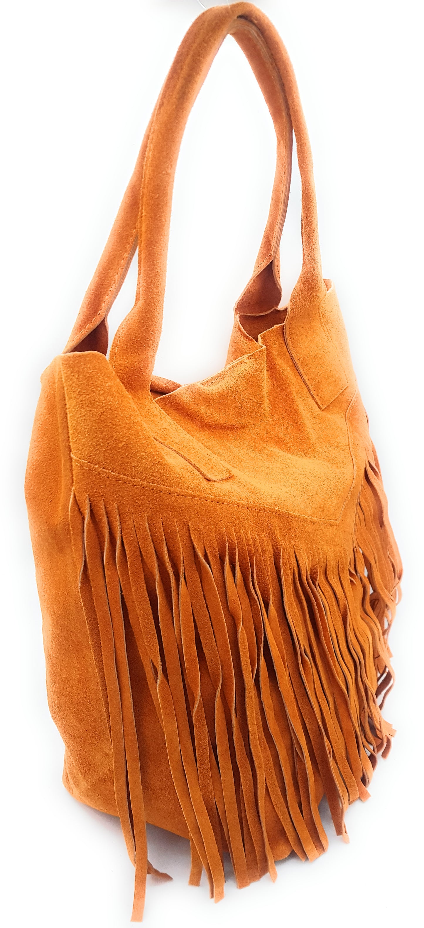 Naya Fringed Suede Shopper Bag ~ Orange