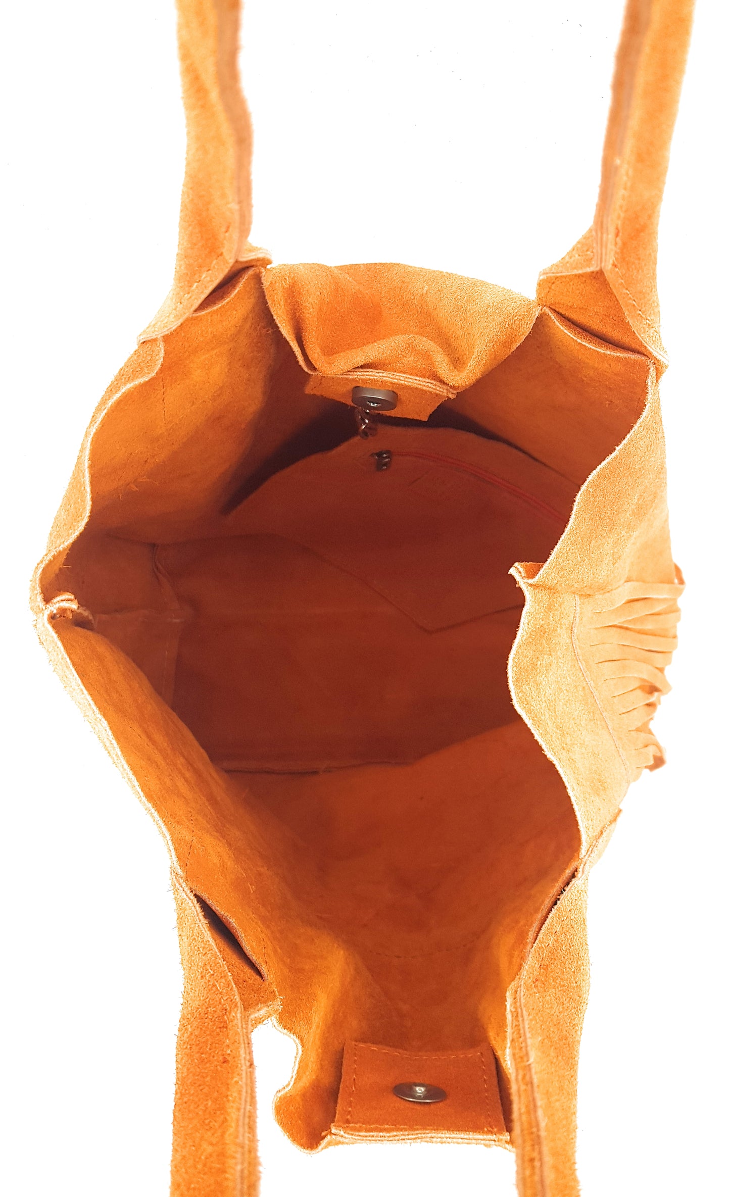 Naya Fringed Suede Shopper Bag ~ Orange