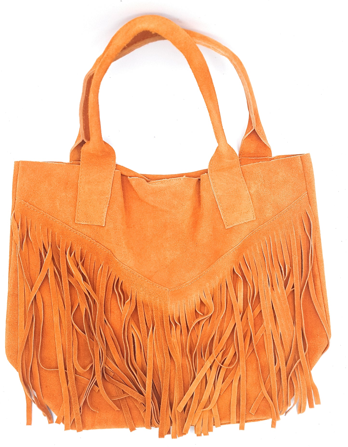 Naya Fringed Suede Shopper Bag ~ Orange