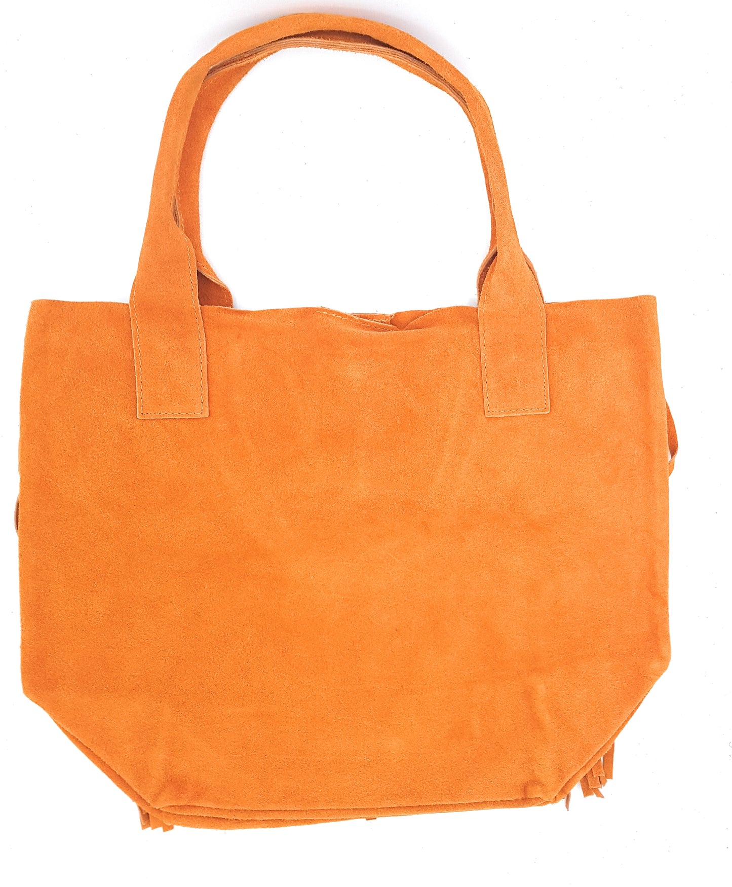 Sac shopper Naya en cuir suédé à franges ~ Orange