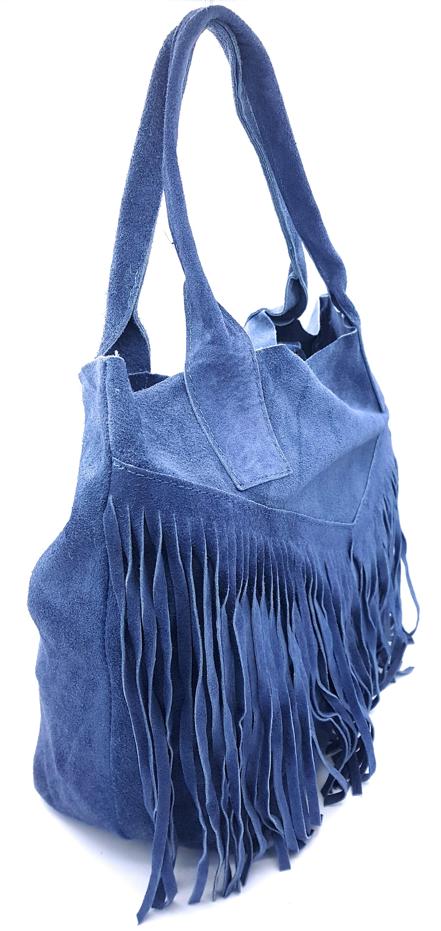 Naya Suede Leather Shopper Bag ~ Denim Blue
