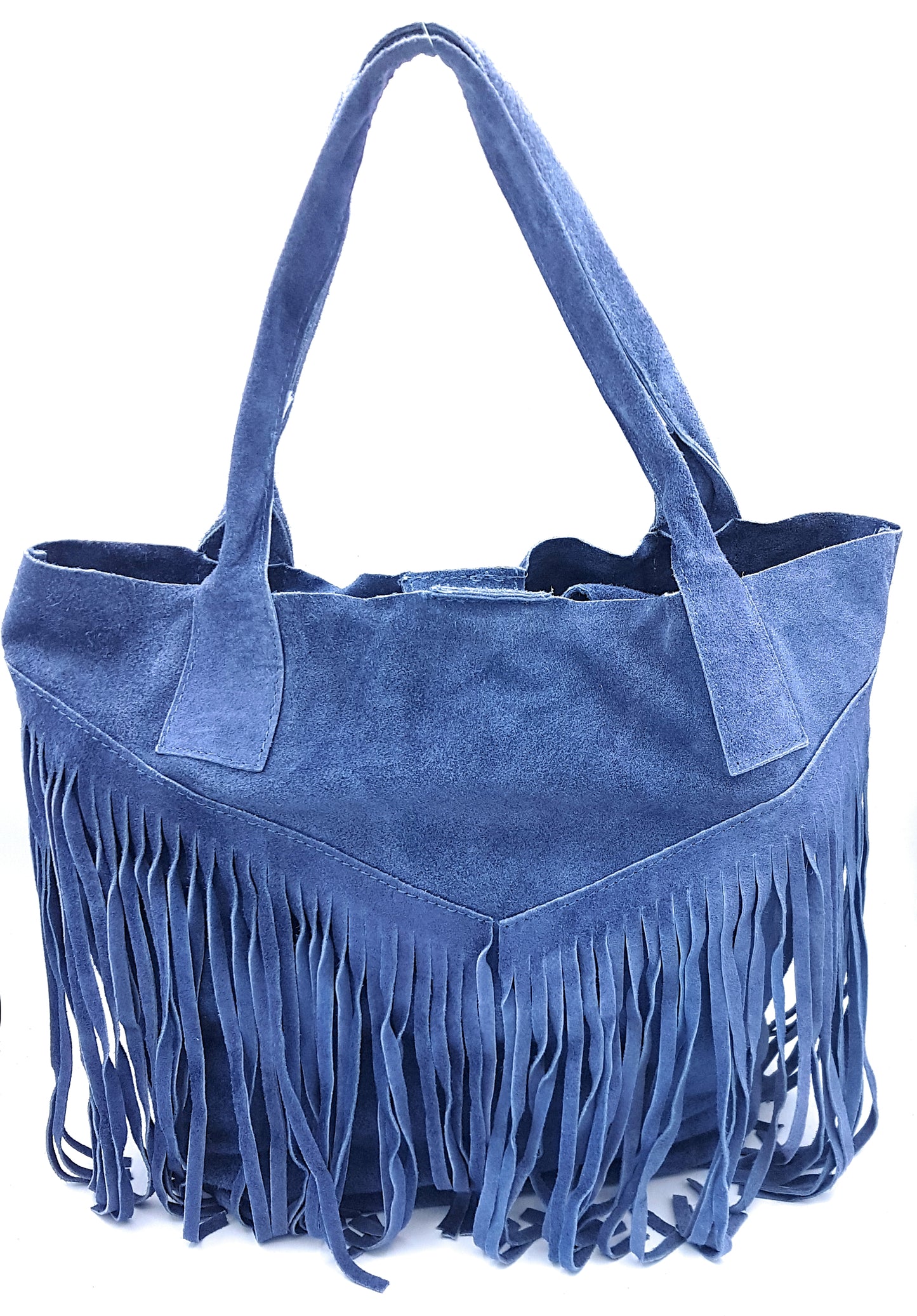 Naya Suede Leather Shopper Bag ~ Denim Blue