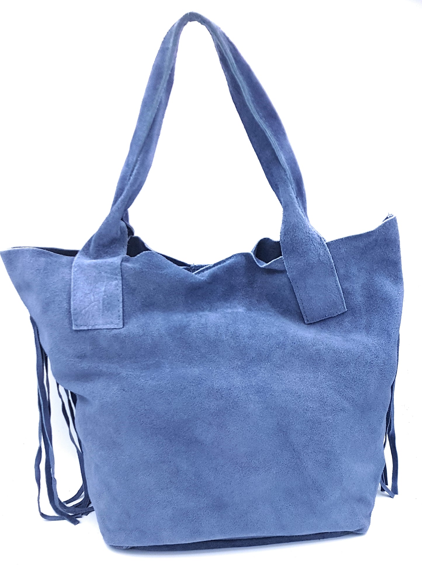 Naya Suede Leather Shopper Bag ~ Denim Blue