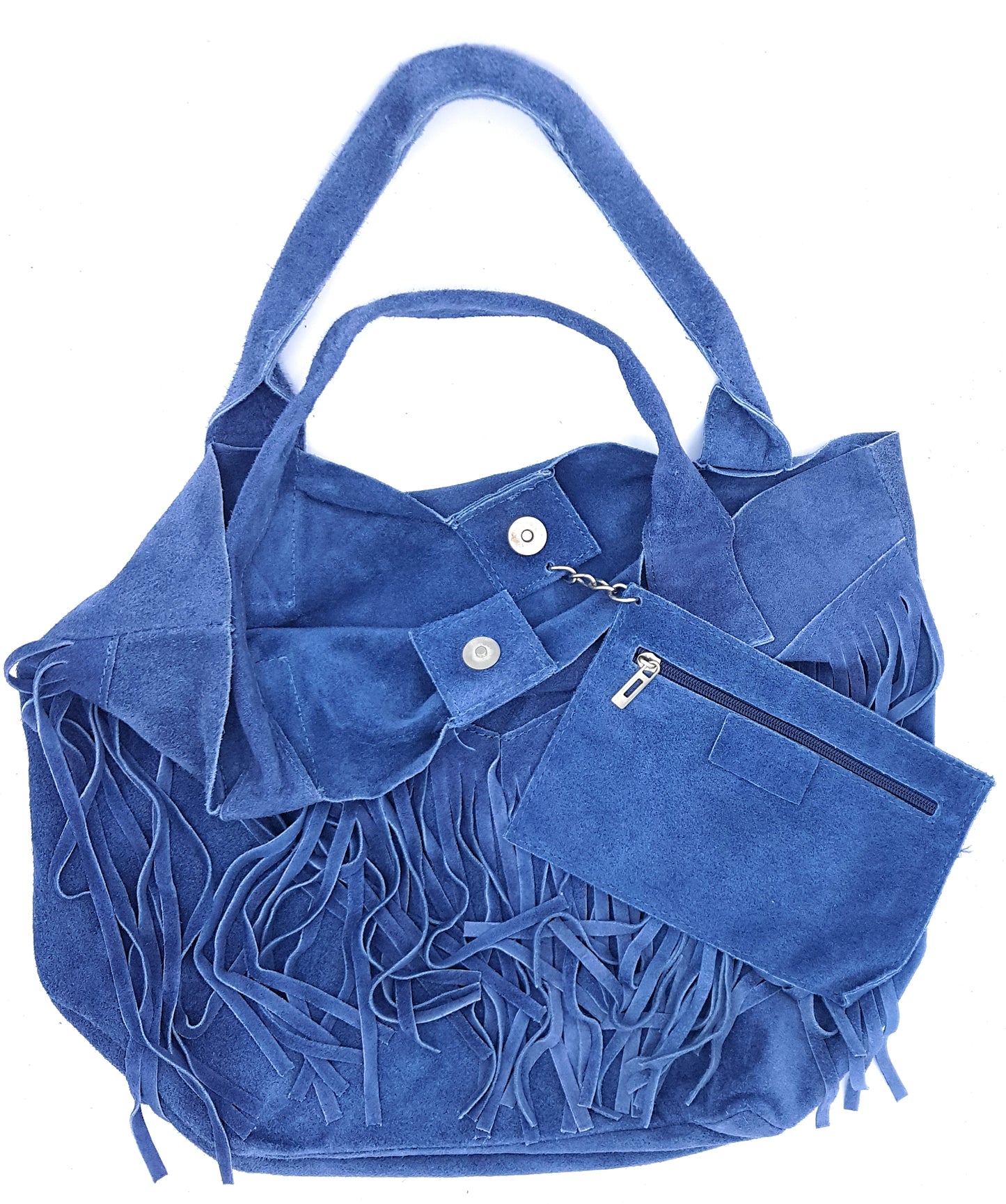 Naya Suede Leather Shopper Bag ~ Denim Blue