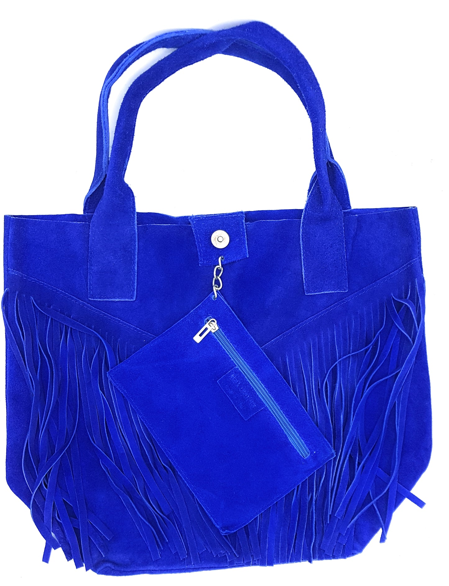 Naya Fringed Suede Leather Shopper Bag ~ Royal Blue