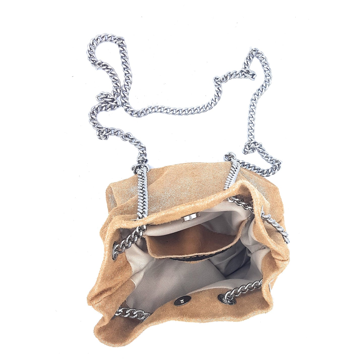 Ozalee Iridescent Suede Leather Clutch Bag ~ Camel