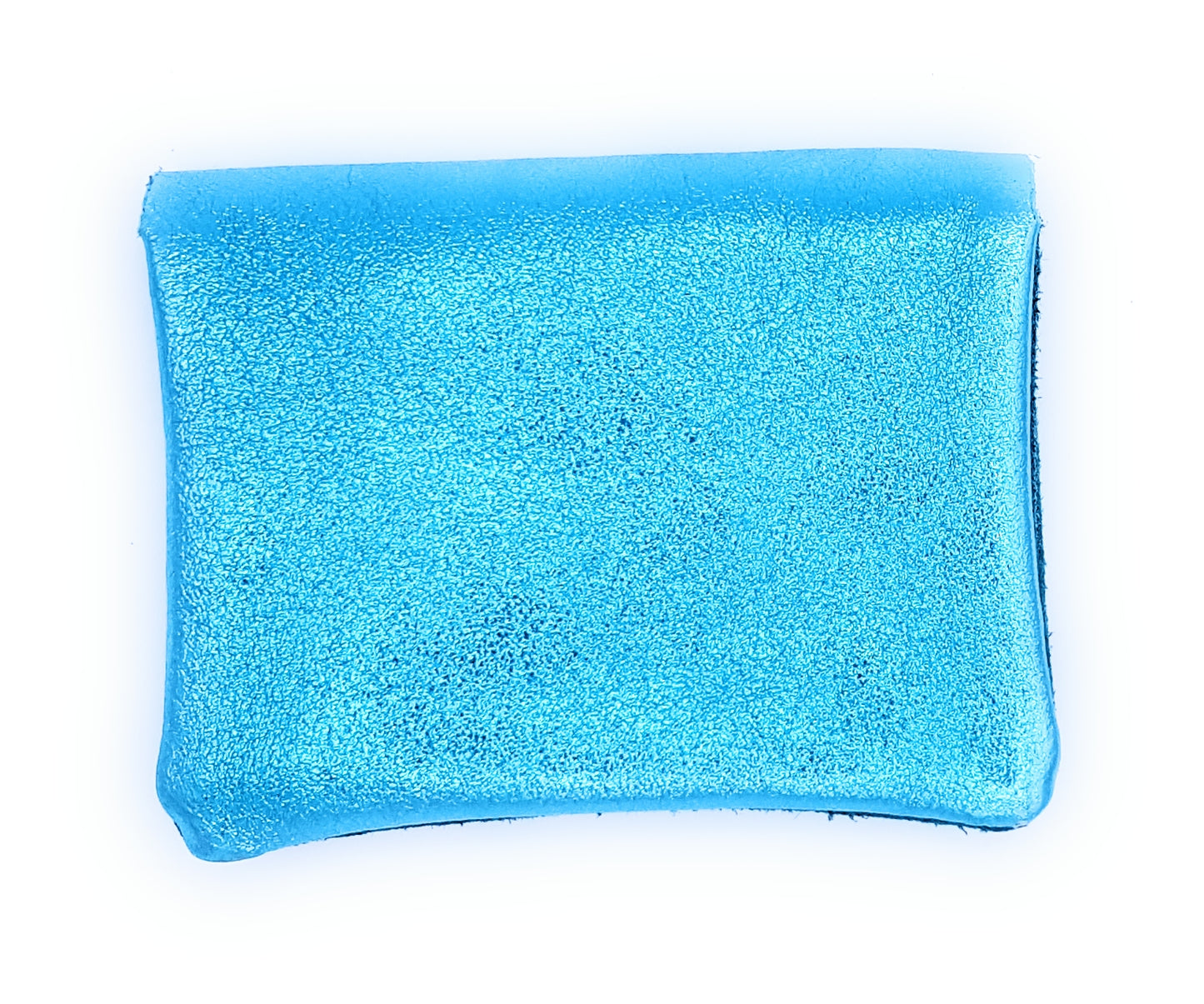 Aponi suede leather / iridescent coin purse ~ Turquoise