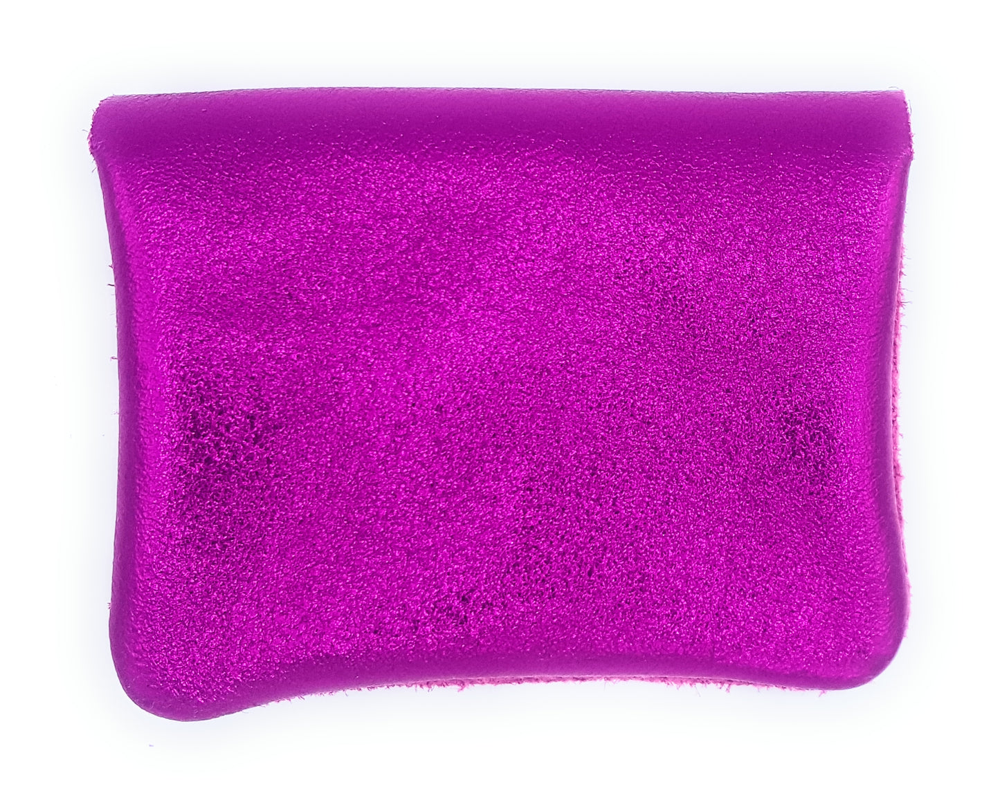 Aponi suede leather / iridescent coin purse ~ Fuchsia