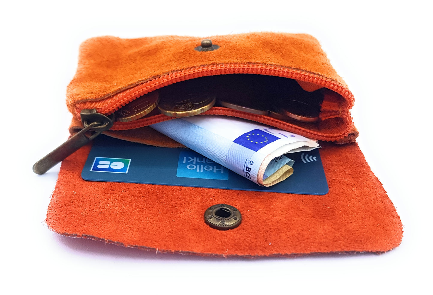 Aponi suede leather / iridescent wallet ~ Orange