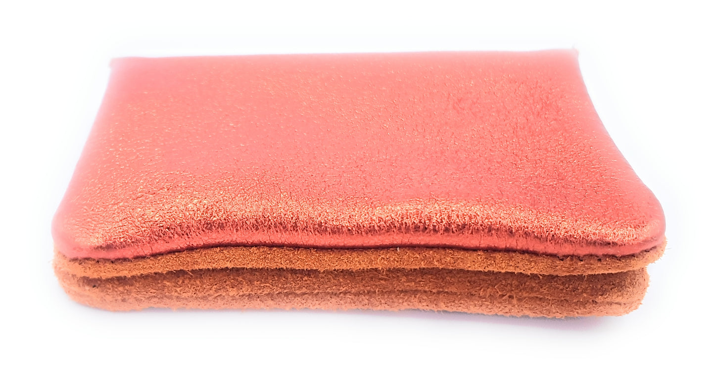 Aponi suede leather / iridescent wallet ~ Orange