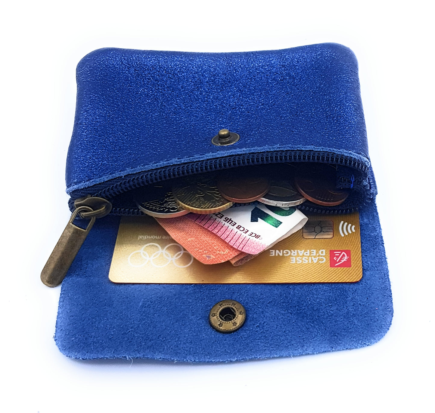 Aponi iridescent leather purse ~ Denim blue