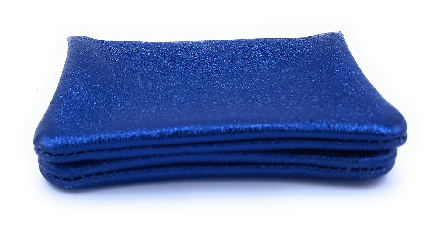 Aponi iridescent leather purse ~ Denim blue