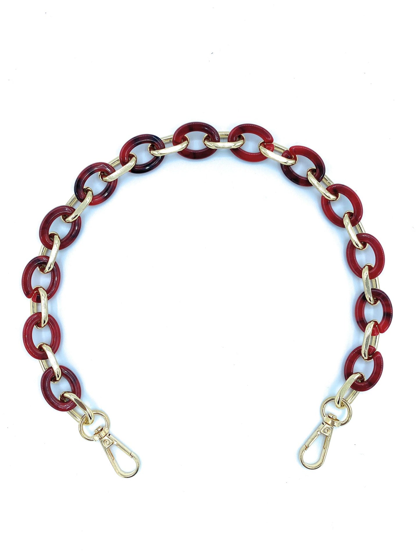 Bandoulière amovible en acrylique pour sac ~ Rouge marbré / doré