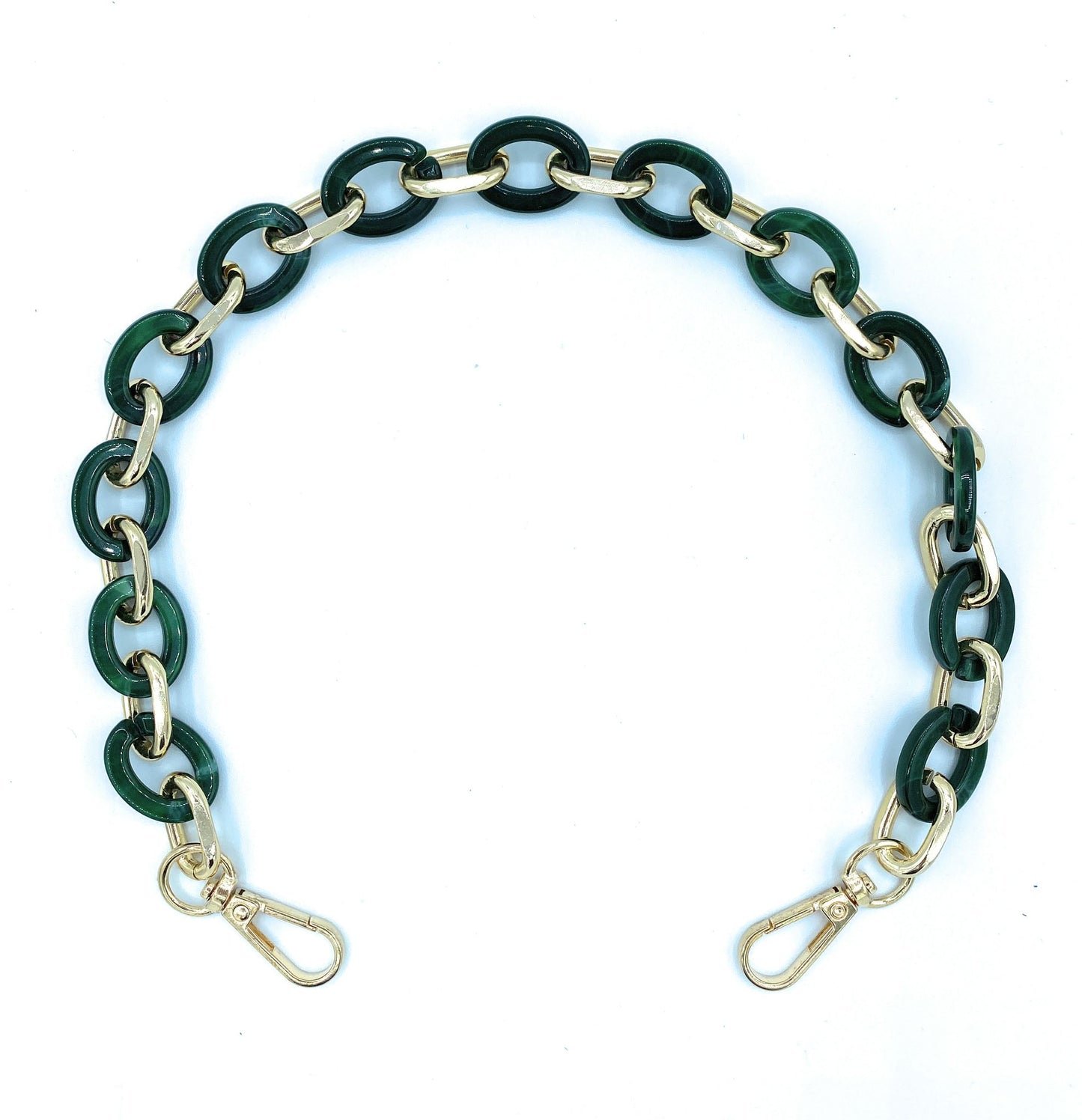 Bandoulière amovible en acrylique pour sac ~Vert émeraude / doré