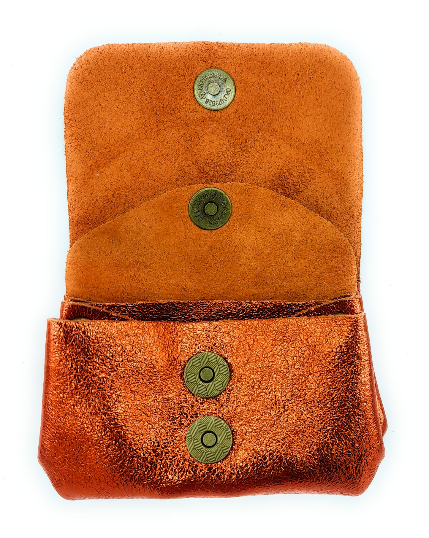 Porte-monnaie Etania en cuir irisé Orange