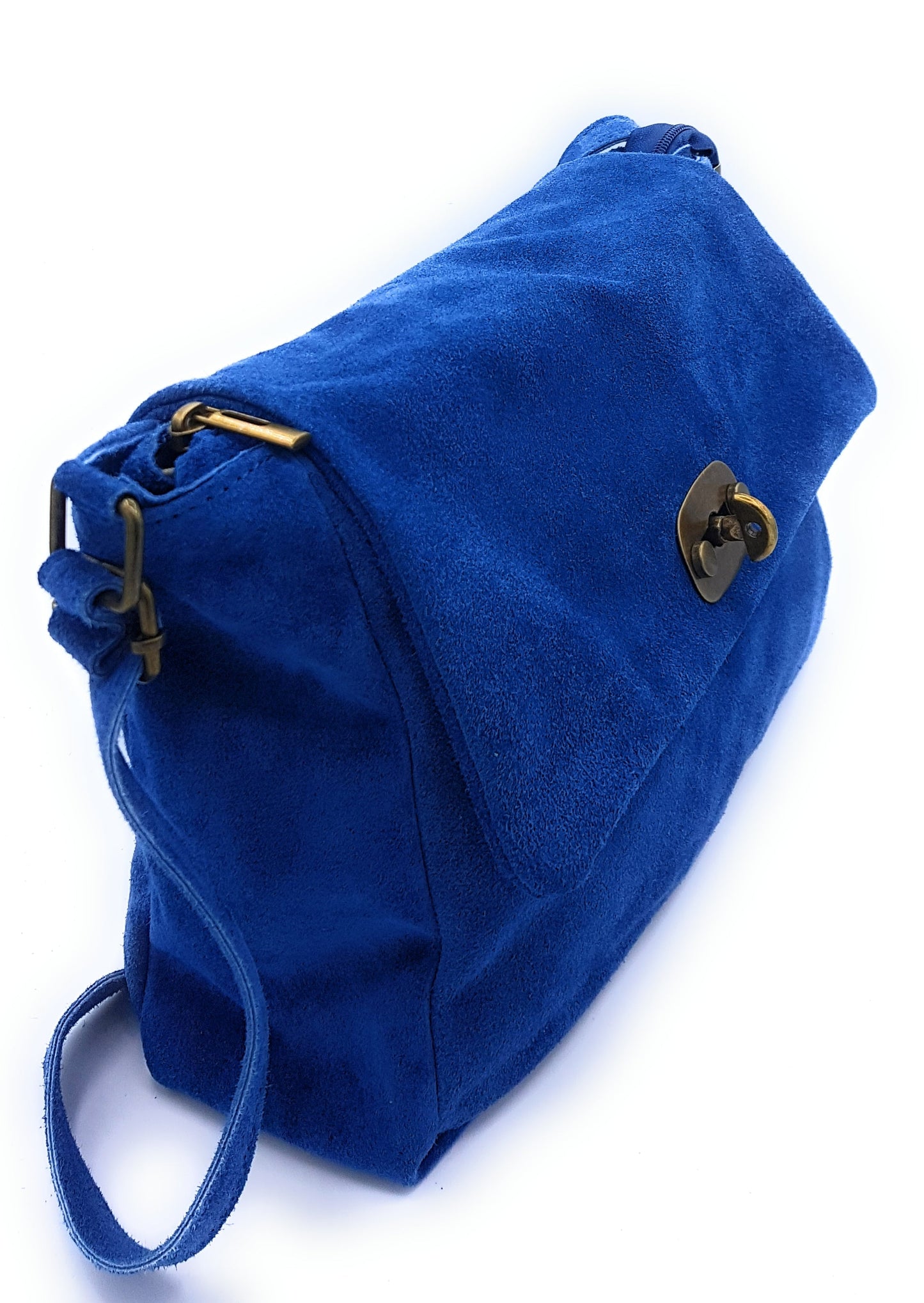 Sahale Suede Leather Messenger Bag ~ Denim Blue