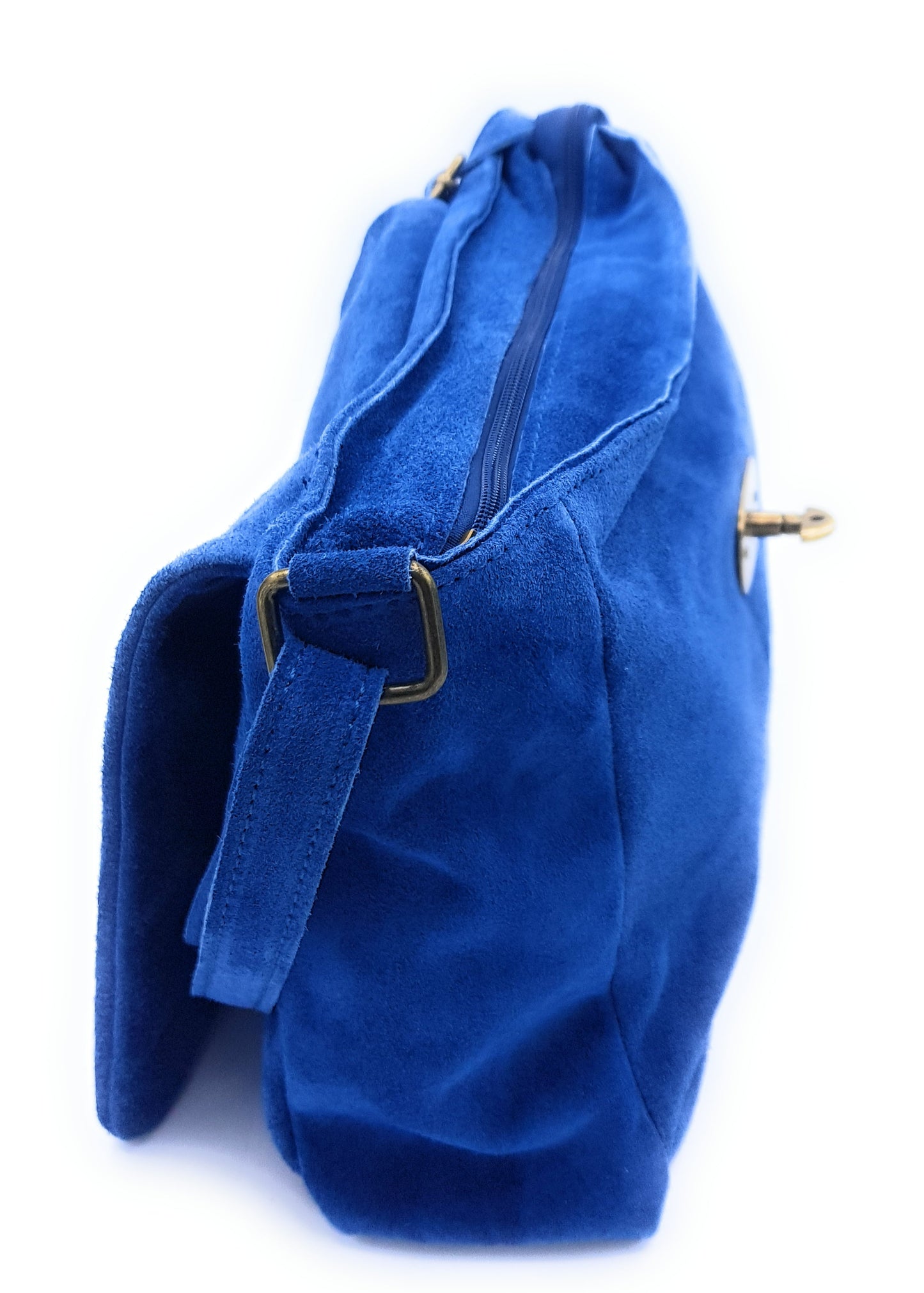 Sahale Suede Leather Messenger Bag ~ Denim Blue