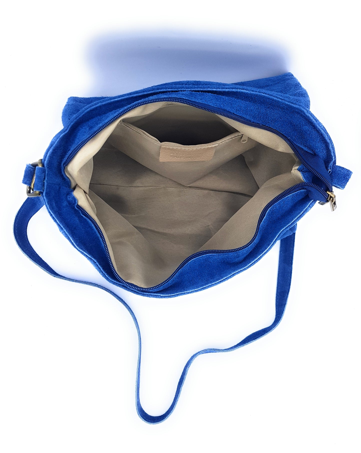 Sahale Suede Leather Messenger Bag ~ Denim Blue