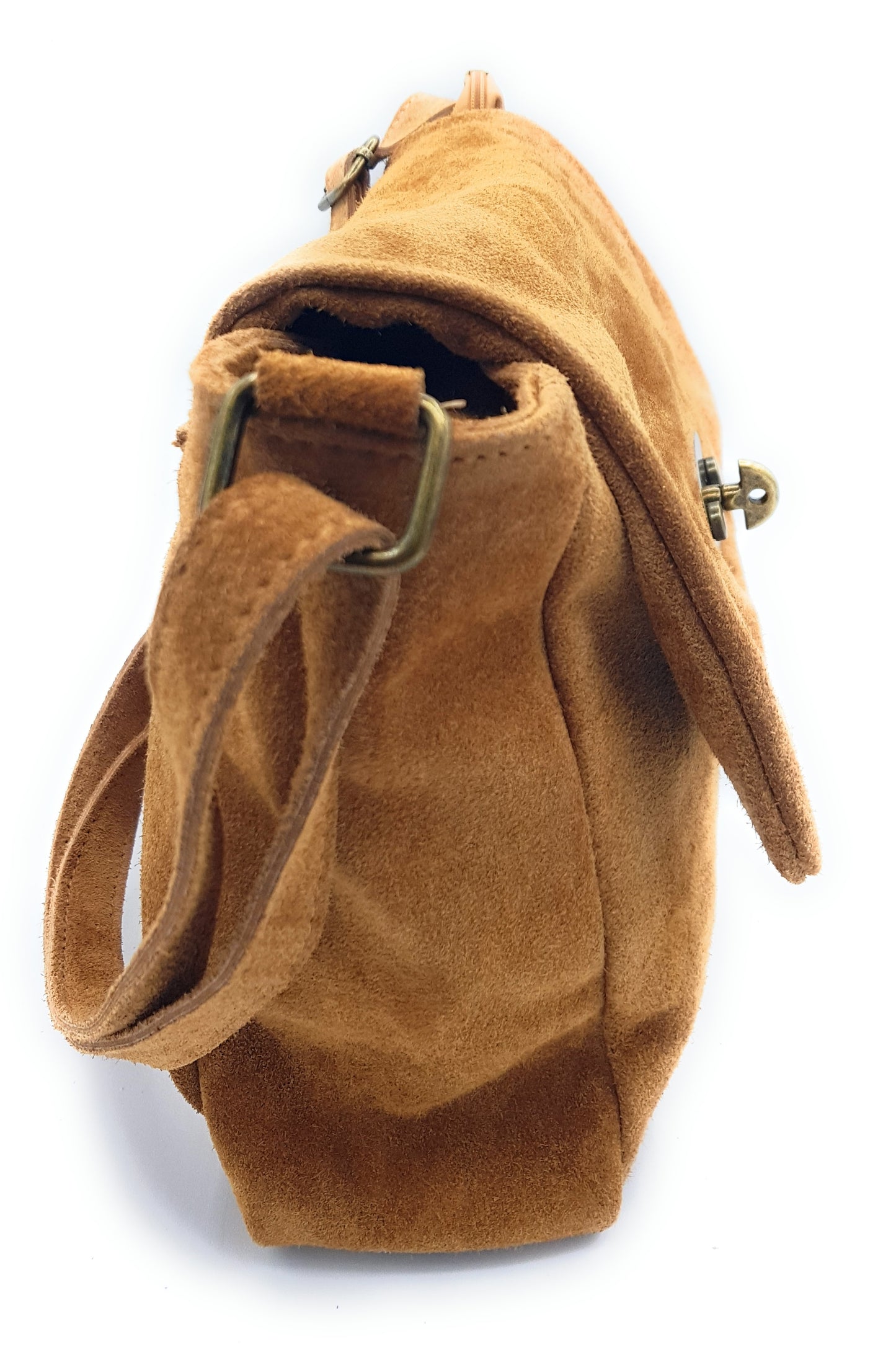 Sahale Suede Leather Messenger Bag ~ Camel