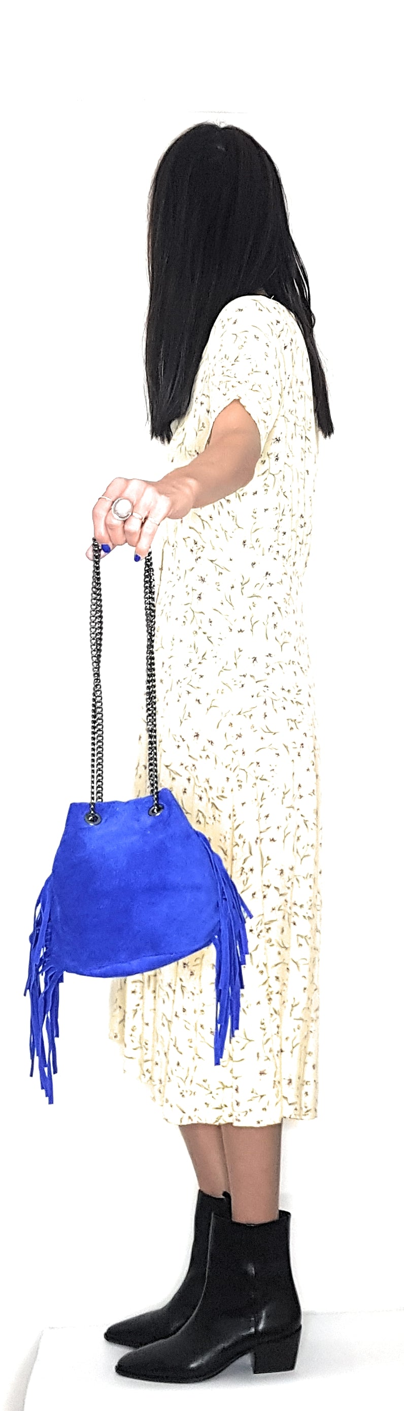 Sac bourse Anoki en cuir suèdé Bleu royal