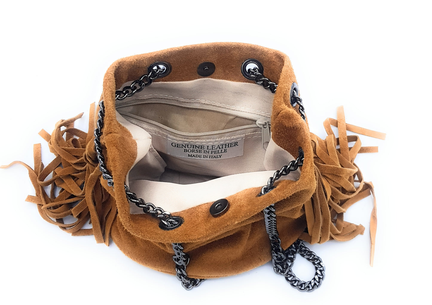 Sac bourse Anoki en cuir suèdé Camel
