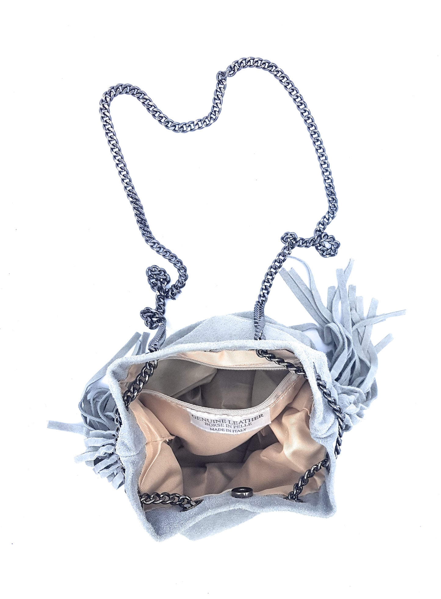 Sac bourse Anoki en cuir suèdé Gris