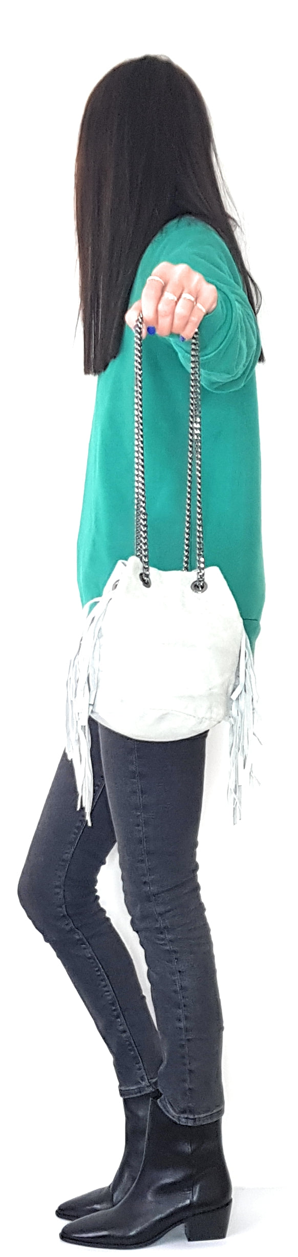 Sac bourse Anoki en cuir suèdé Gris