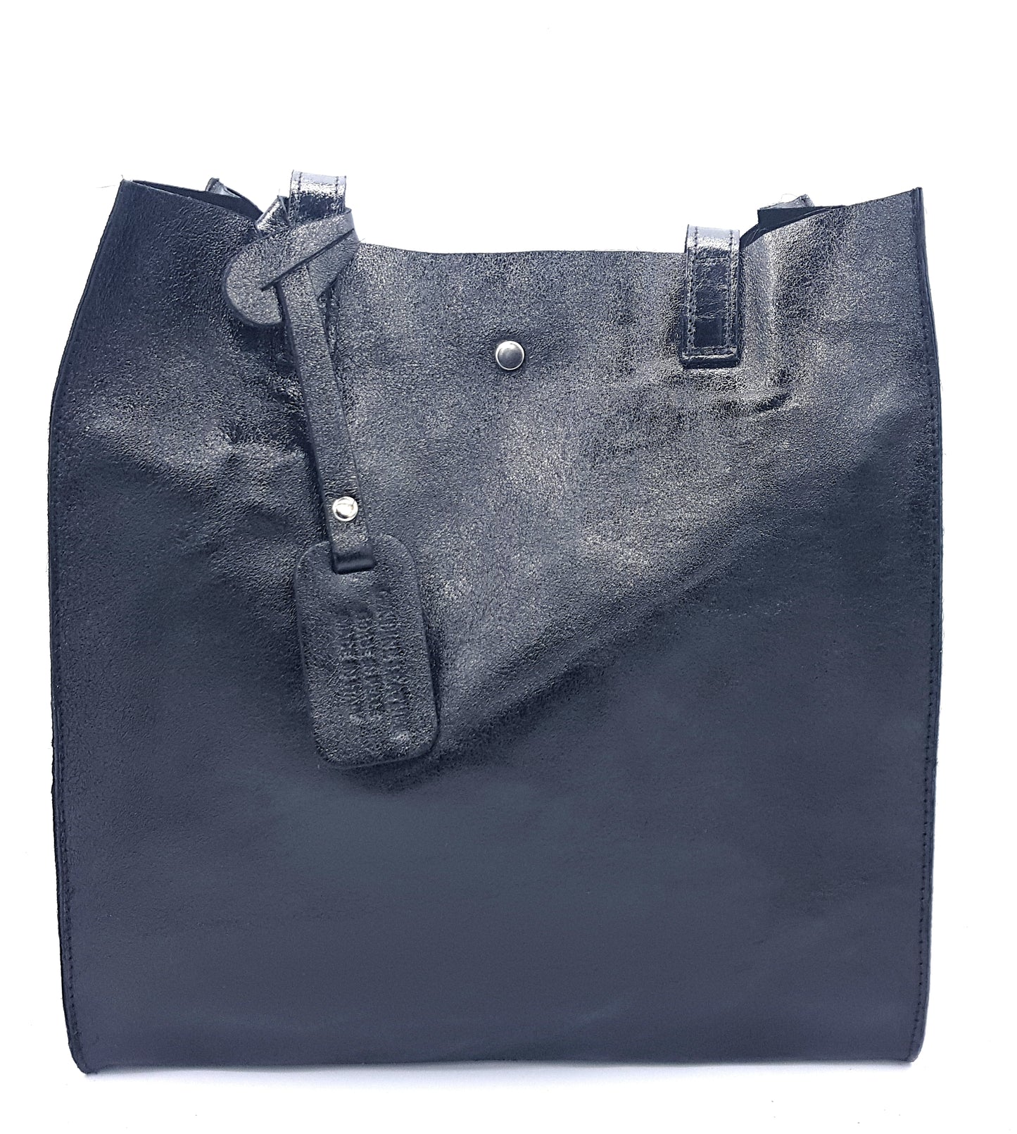 Dena shopper bag in iridescent leather ~ Black