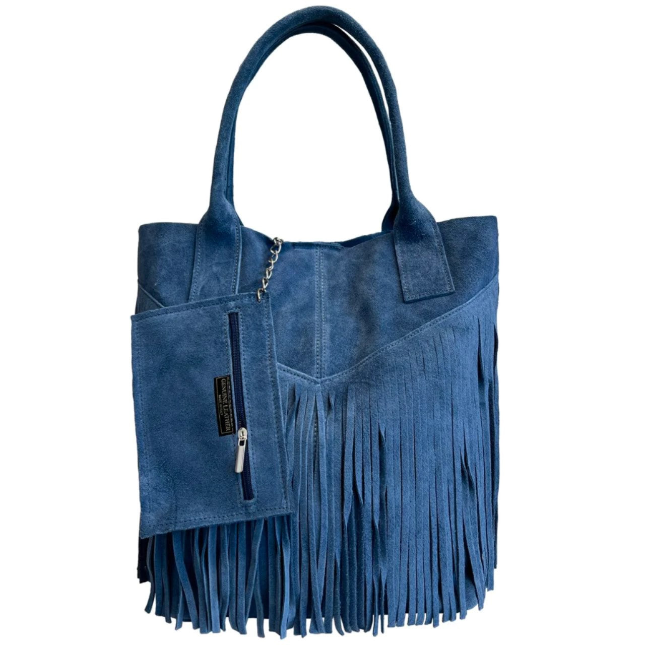 Naya Suede Leather Shopper Bag ~ Denim Blue