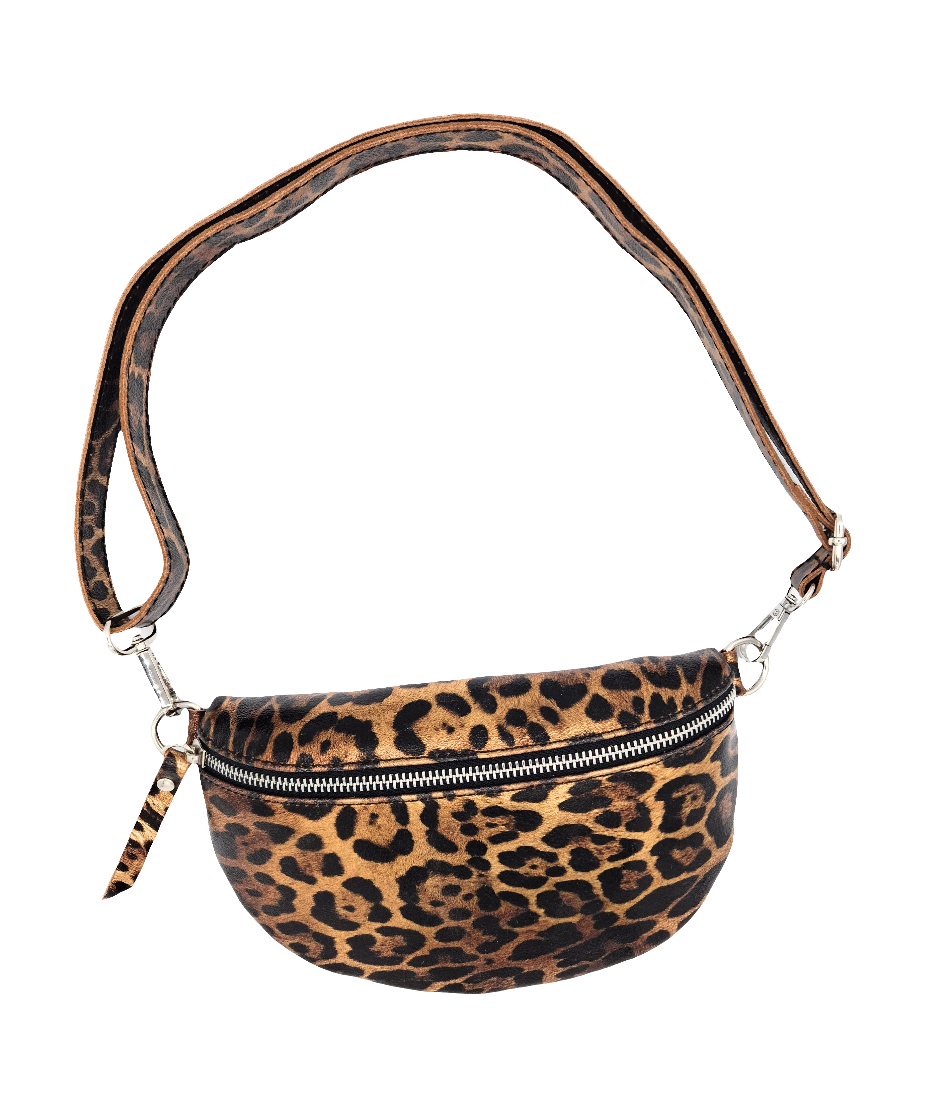 Sac banane en cuir irisé Dyani ~ Léopard