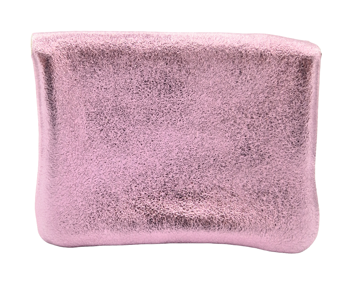 Porte-monnaie Aponi cuir irisé italien ~ Rose pâle