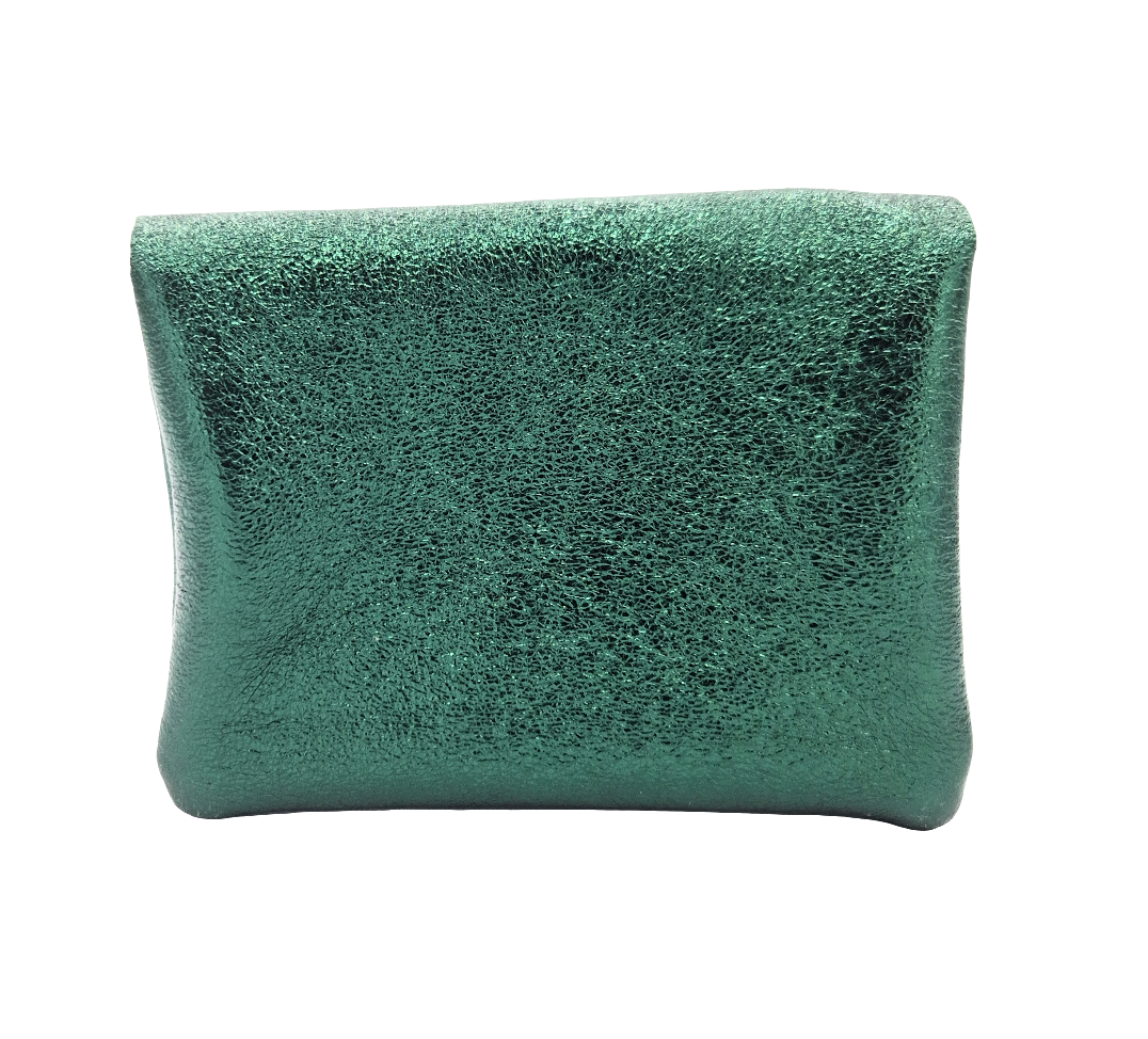 Porte-monnaie Aponi cuir irisé italien ~ Vert pétrole