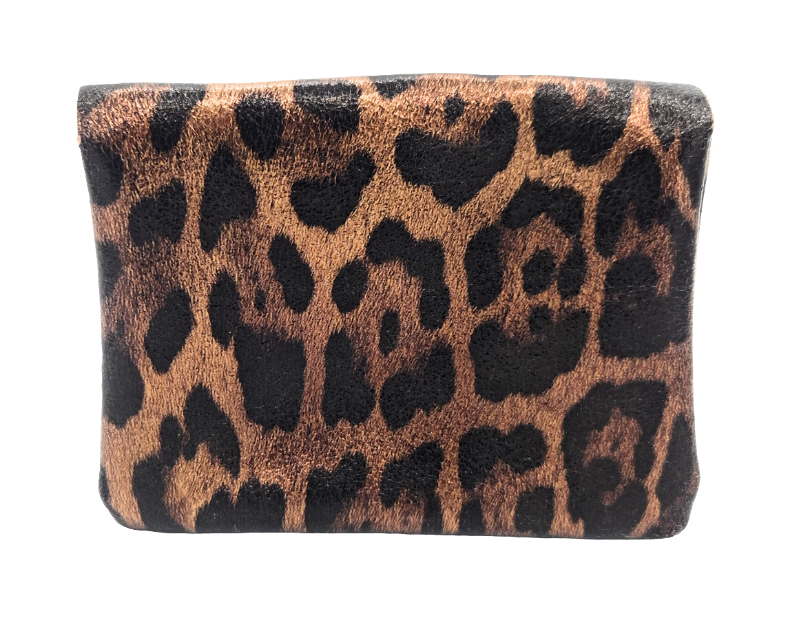 Porte-monnaie Aponi en cuir irisé italien ~ Léopard