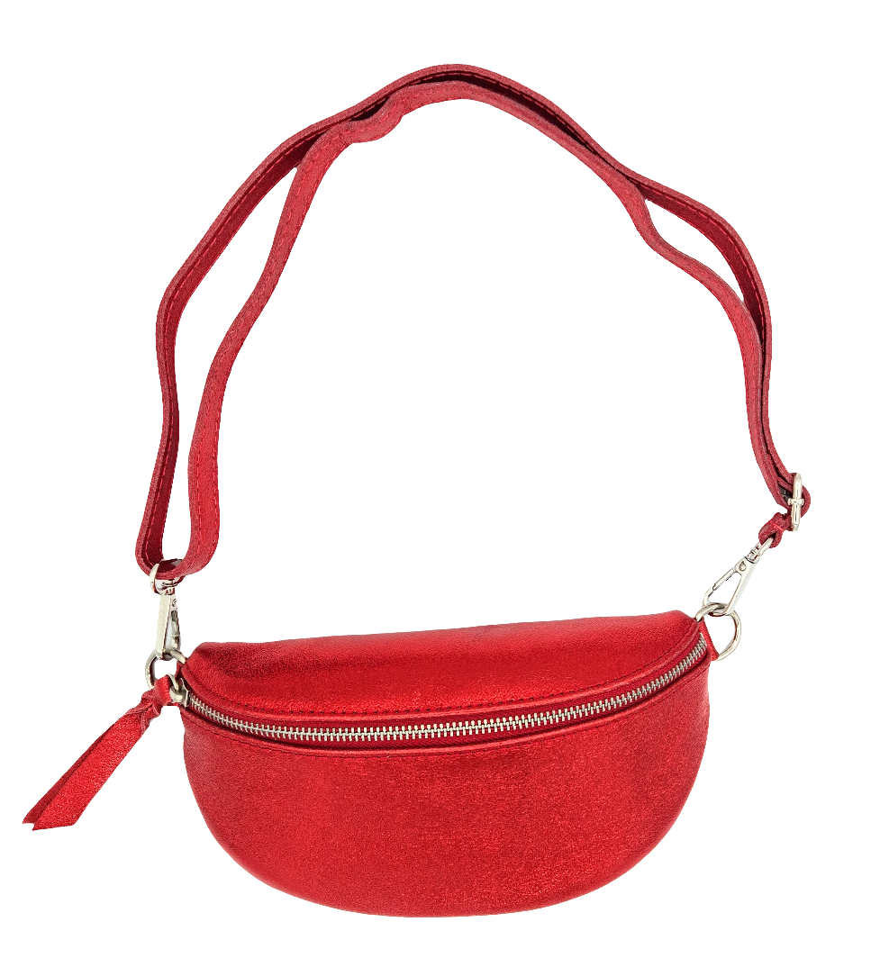 Sac banane en cuir irisé Dyani ~ Rouge