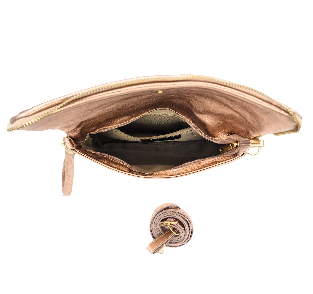 Halona Iridescent Leather Shoulder Bag ~ Champagne