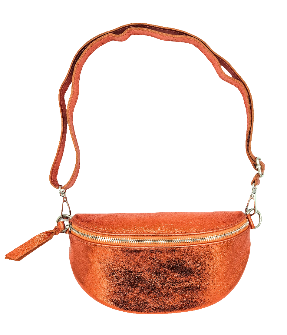 Sac banane en cuir irisé Dyani ~ Orange