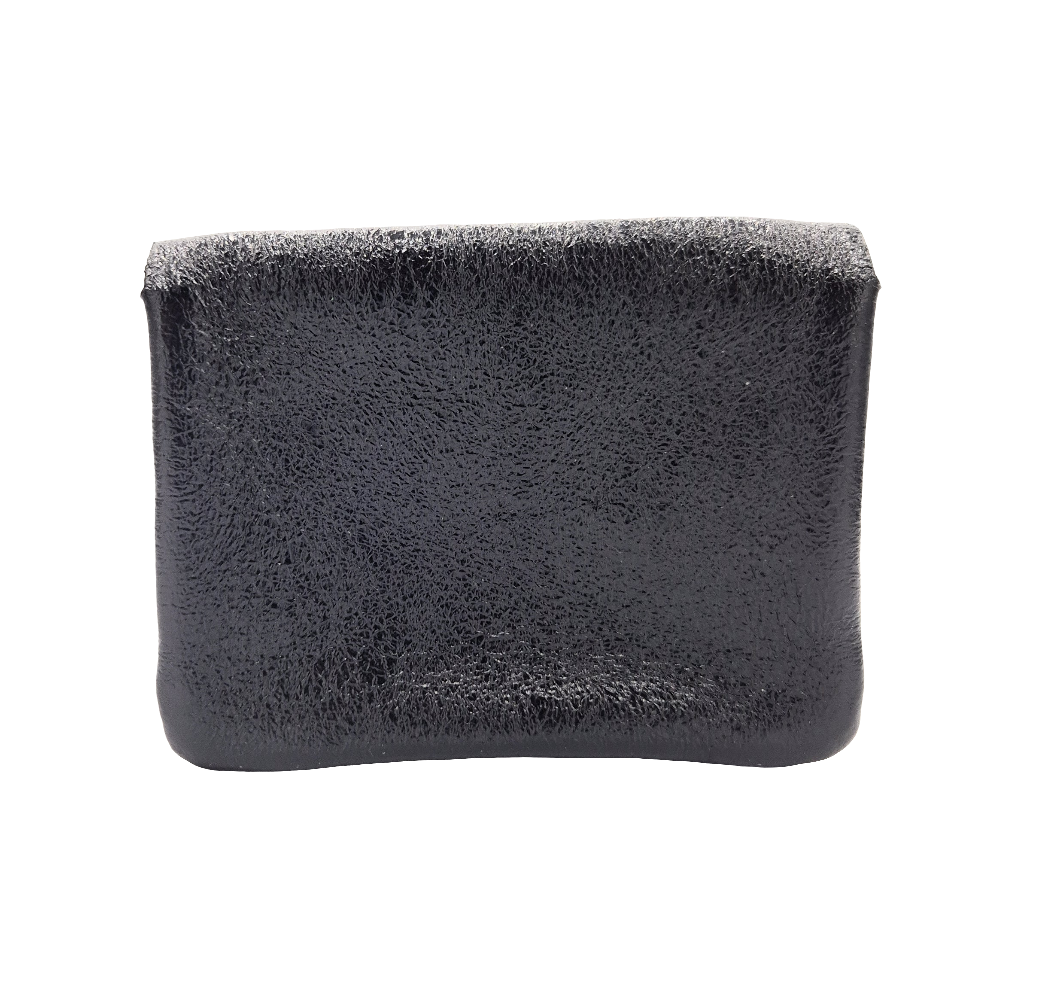 Porte-monnaie Aponi cuir irisé italien ~ Noir