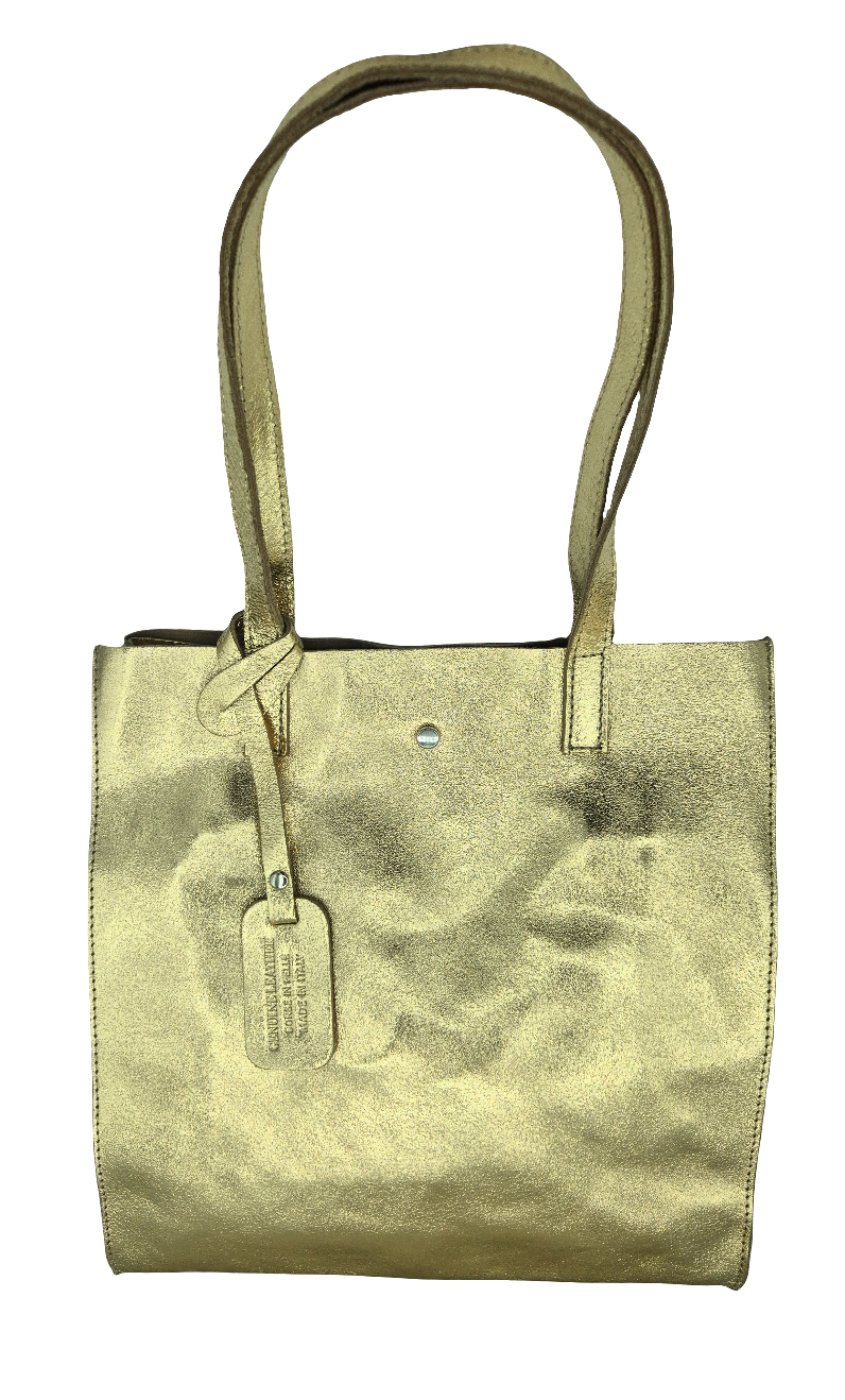 Dena shopper bag in iridescent leather ~ Gold
