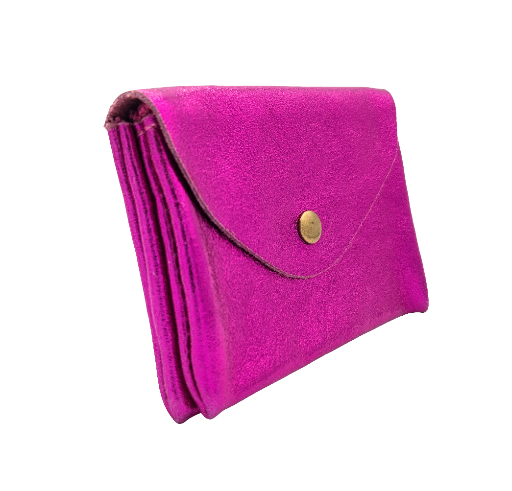Aquene iridescent leather purse ~ Fushia