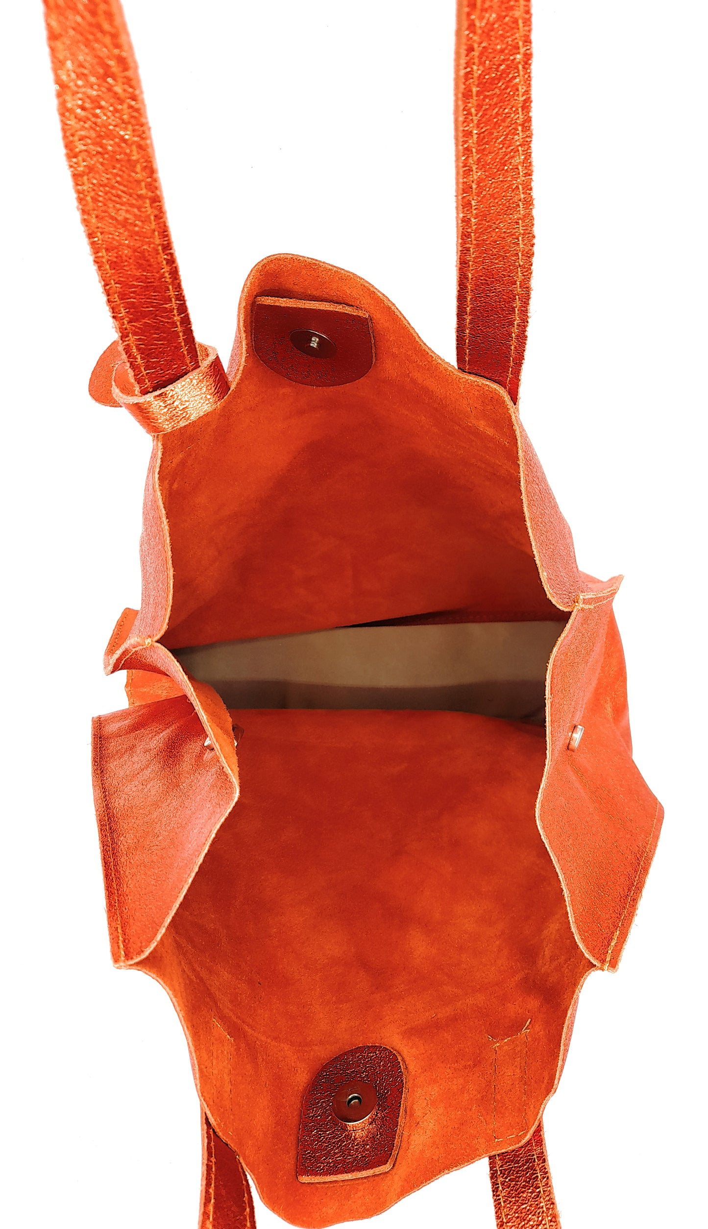 Dena shopper bag in iridescent leather ~ Orange