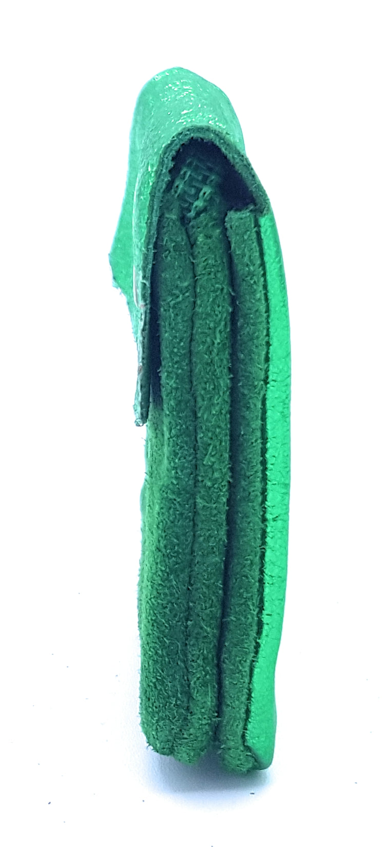 Aponi suede leather / iridescent coin purse ~ Emerald green