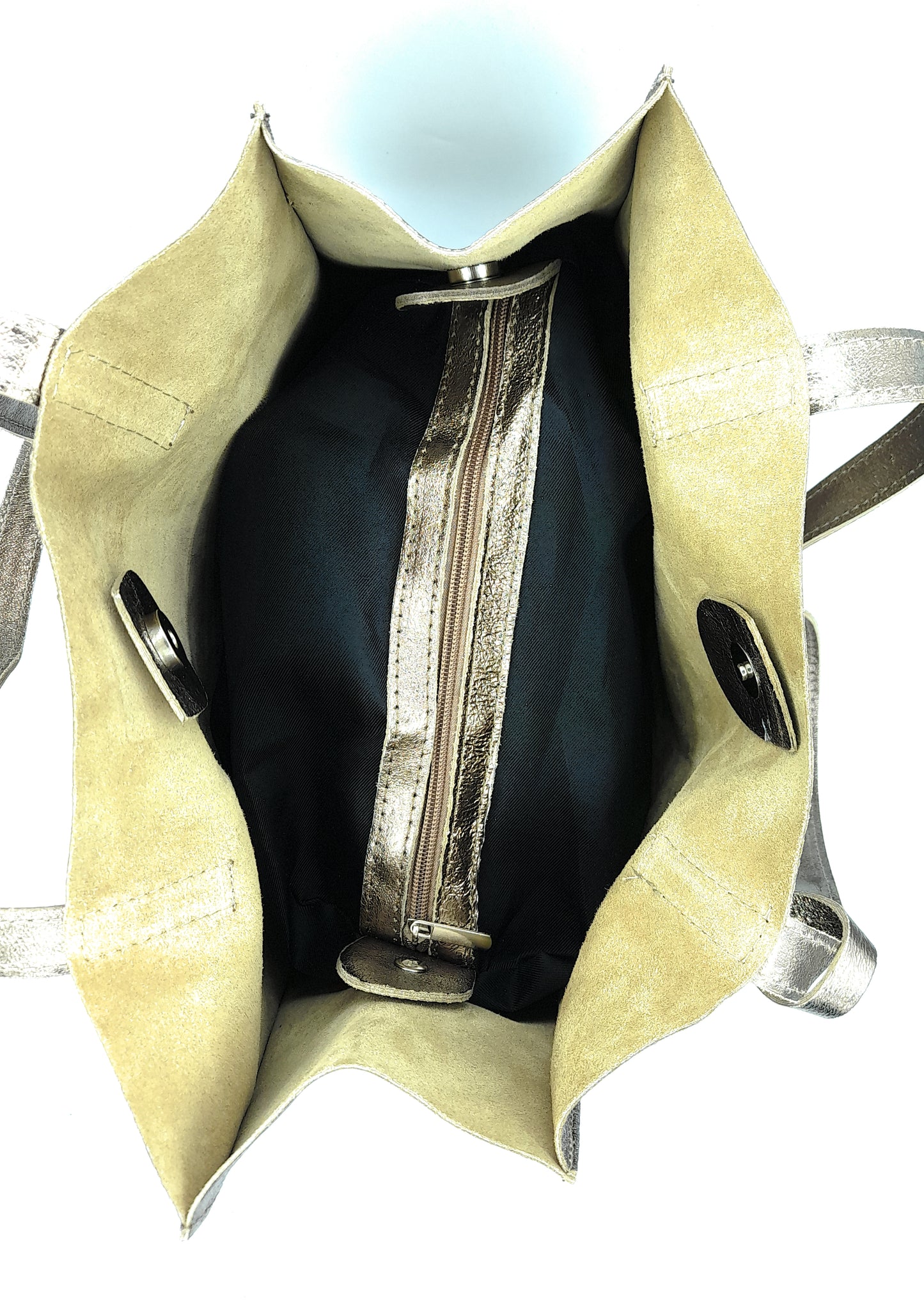 Dena Iridescent Leather Shopper Bag ~ Pewter