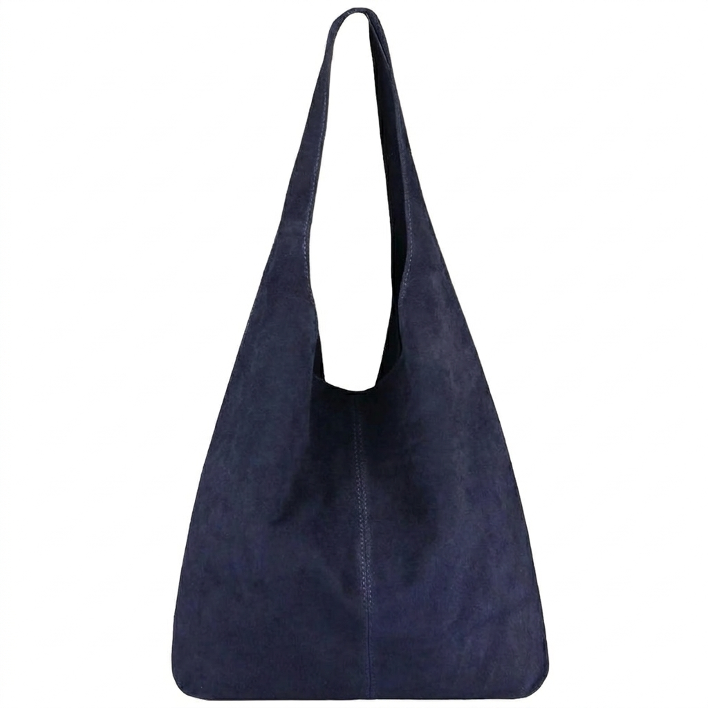 Sac cabas hobo cuir suédé Lulu ~ Bleu nuit