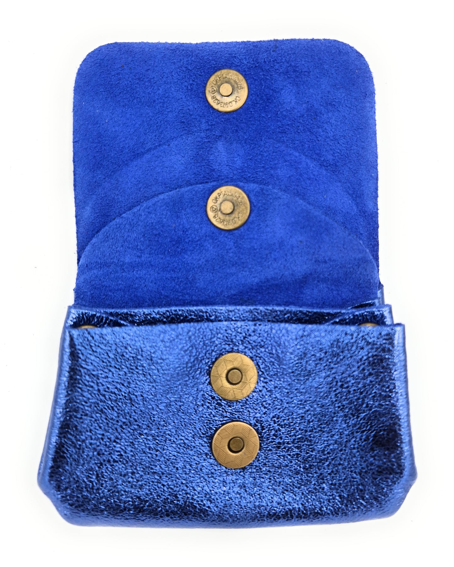 Porte-monnaie en cuir irisé Etania ~ Bleu royal