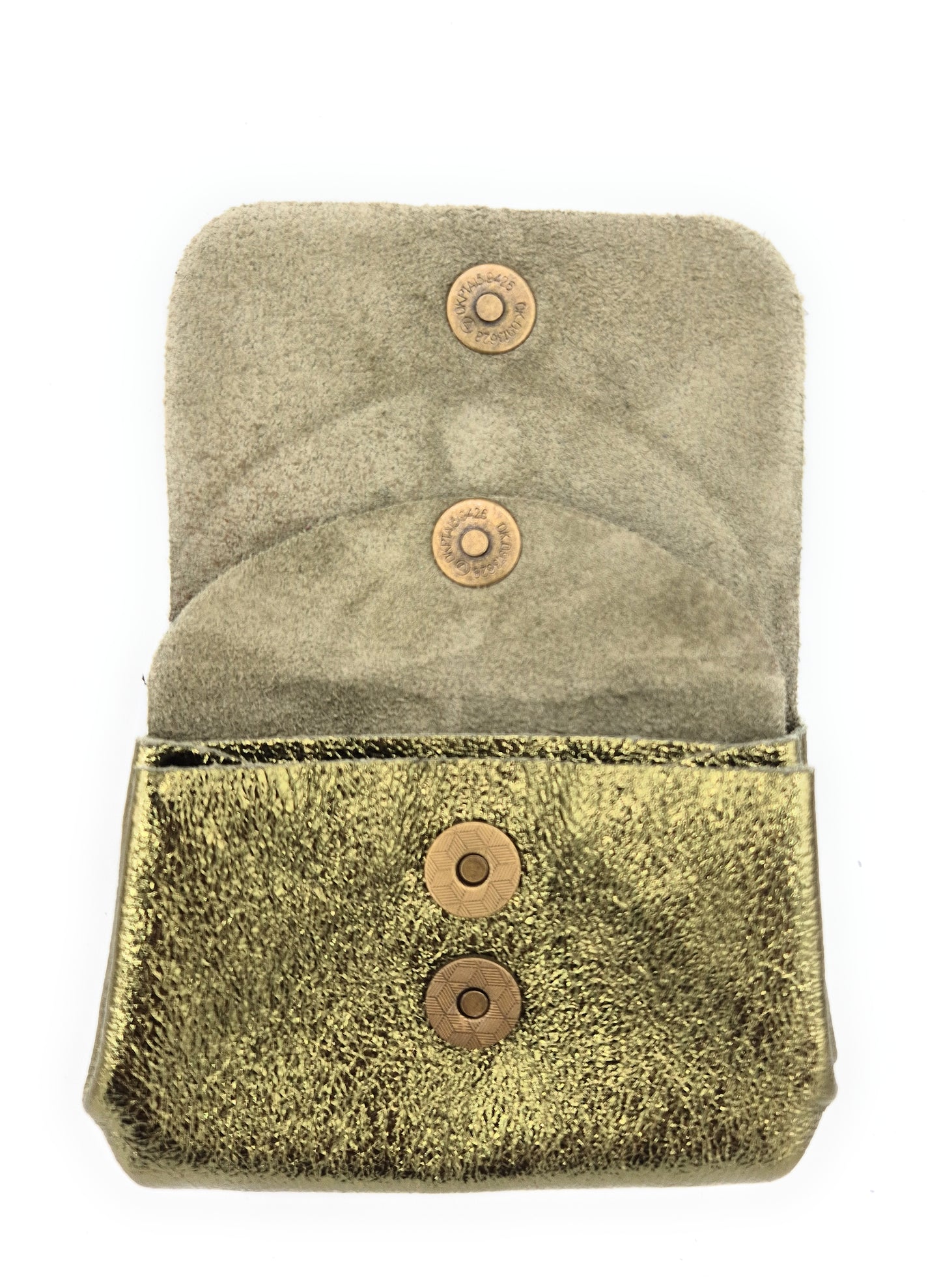 Porte-monnaie en cuir irisé Etania ~ Kaki