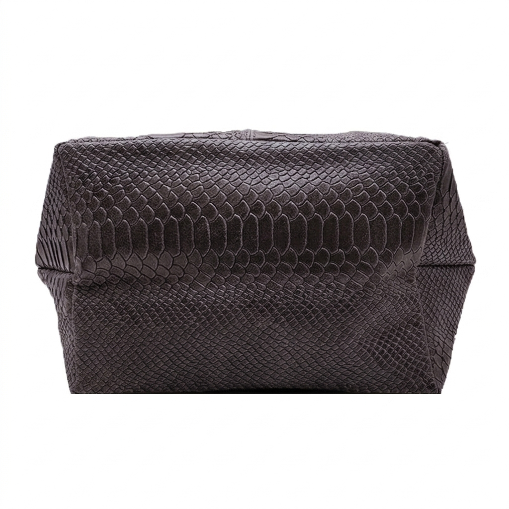 Sac shopper Aiyana en cuir embossé python ~ Marron café