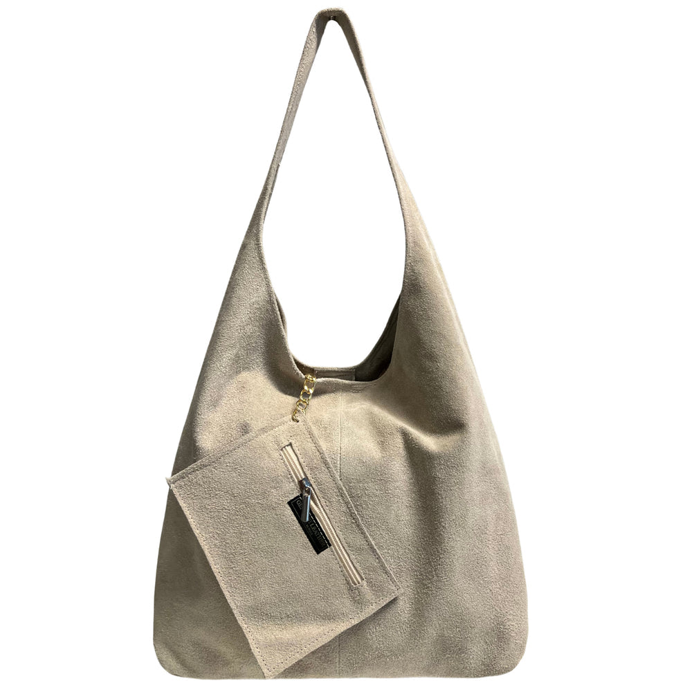 Sac cabas hobo cuir suédé Lulu ~ Beige