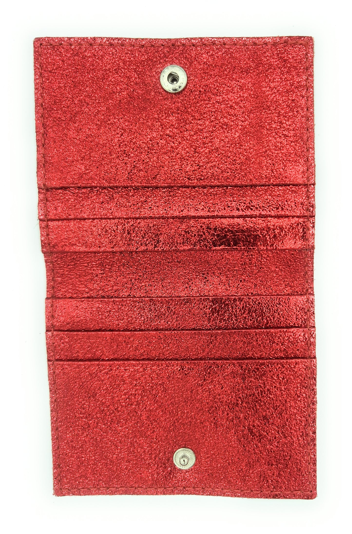 Porte-cartes Asha en cuir irisé italien ~ Rouge